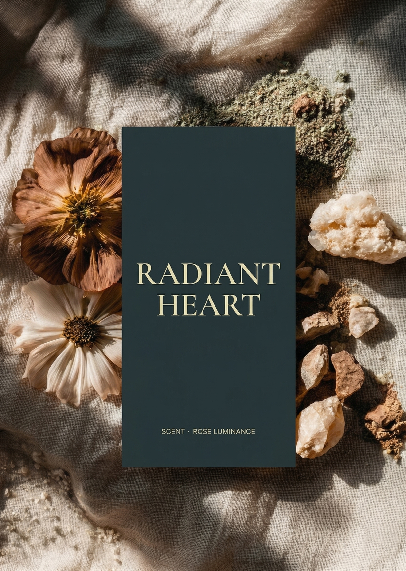 EverAura Radiant Heart scent card photo, front design, embedded NFC, tap to enter Daily Ritual. Card design is randomly selected within the series.